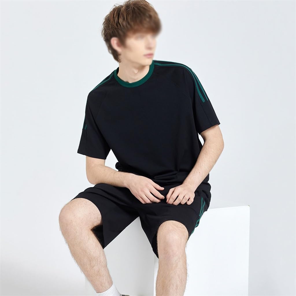 Men's Contrasting Sports T-Shirt, Men's Short Sleeved Shoulder Loose