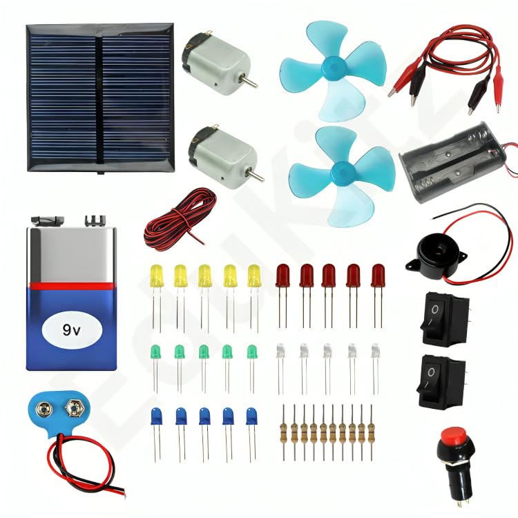 DC Motor Kit with Mini Solar Panel – Electronics Science Project Kit for STEM Learning, School Experiments, and DIY Projects