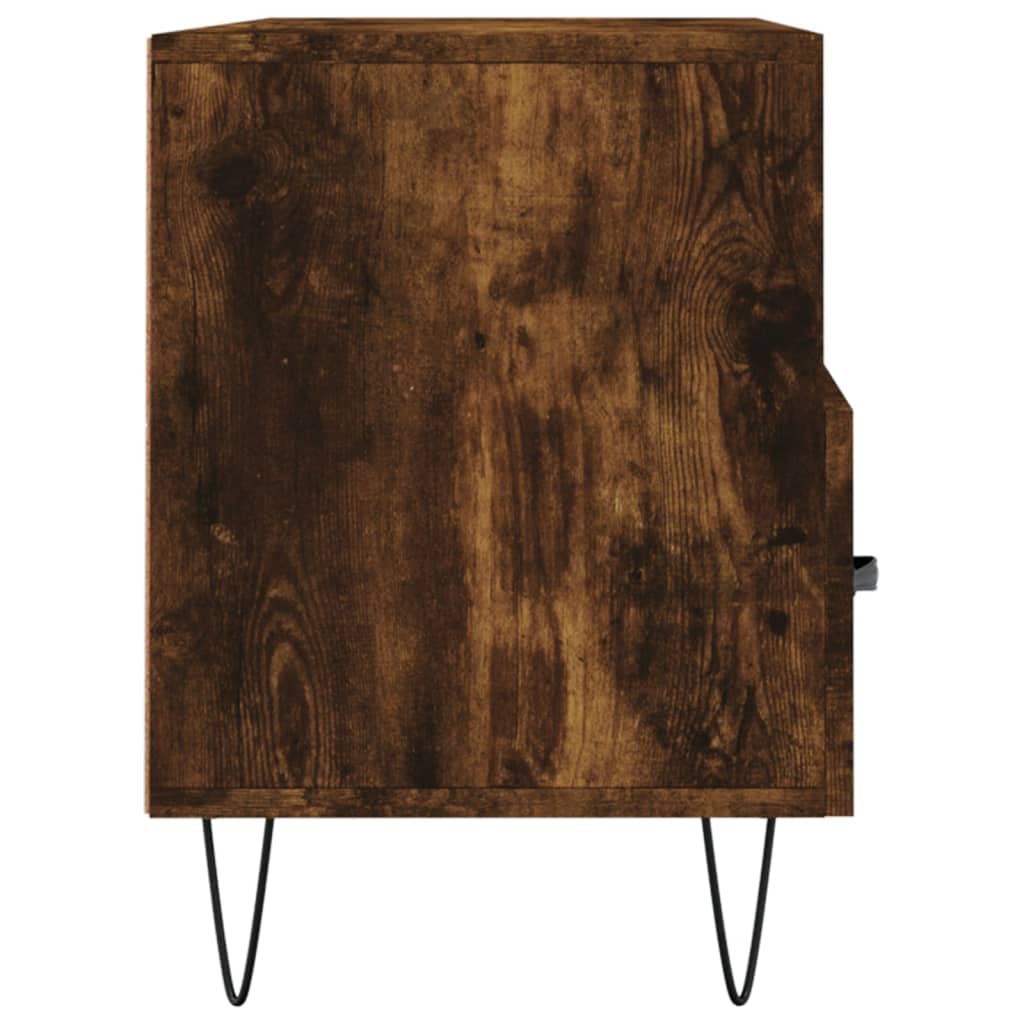 Szafka pod telewizor dąb wędzony 102 x 36 x 50 cm, materiał drewnopochodny, wytrzymała szafka na media z 3 półkami i 3 szufladami, nowoczesne centrum rozrywki do salonu, sypialni, żelazne nogi