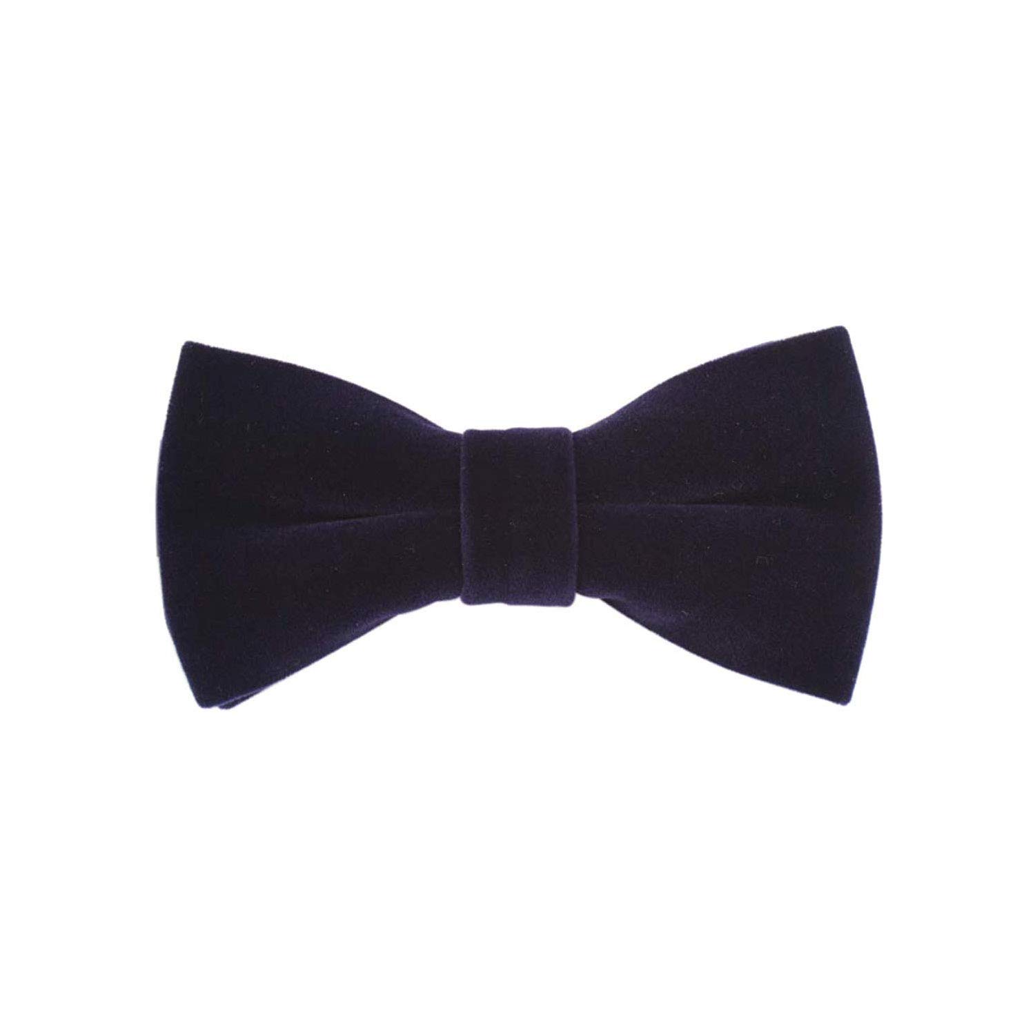Canjoyn Men's Navy Blue Velvet Bow Tie Solid Color Formal Tuxedo Banquet Bowtie Pre-Tied Bow Tie, Medium