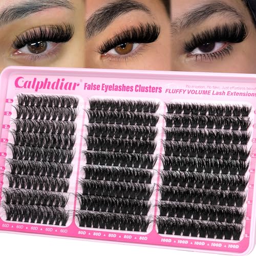 Fluffy Volume Lash Clusters Extensions 60D 80D 100D Eyelash Clusters 10-18MM Individual Lashes 270PCS Faux Mink Cluster Eyelash Extensions DIY Long Lasting Lash Extension