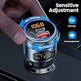 GizmoVine Car FM Transmitter,Bluetooth 5.3 Adapter,Wireless Radio Transmitter for Car,PD 30W QC3.0 18W Fast Charging,Hands-Free,Bass Boost,LED Display,USB Flash Play,All Metal,12V/24V - Image 4