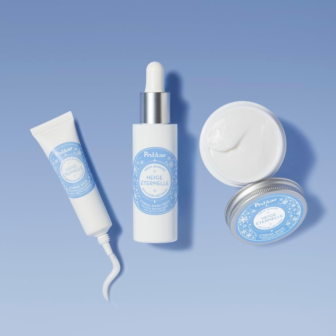Polåar - Coffret Cadeau Neige Éternelle aux Fleurs Arctiques - Soins Anti-âge : Crème Visage 50 ml + Contour des Yeux 15 ml - Lissent rides et ridules, Raffermissent - Naturel, Vegan, Made in France