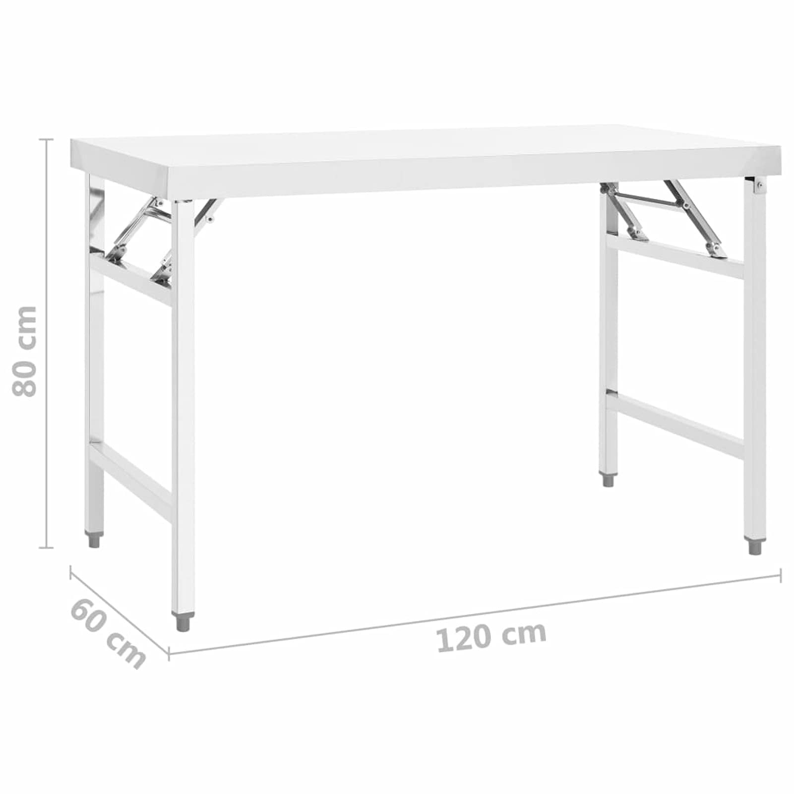 Tavolo da lavoro pieghevole, per preparazione cibo, 120x60x80 cm, acciaio inossidabile, tavolo cucina professionale for ristoranti, scuole, cucine commerciali