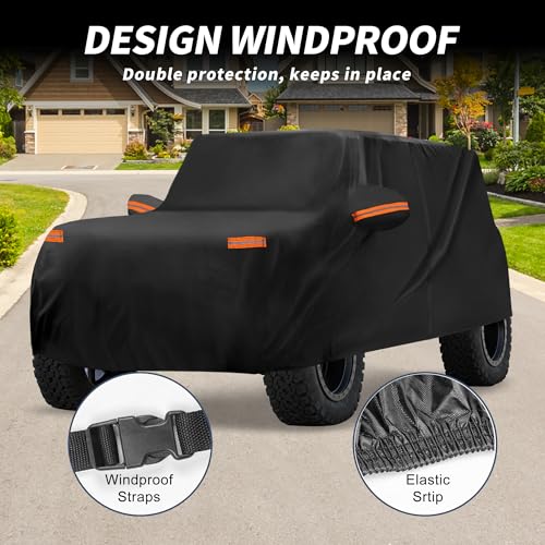Image of X AUTOHAUX Car Cover Outdoor Waterproof Sun Rain Snow Hail Protection with Left Side Door Zipper Aluminum Film for Ford Bronco Sport Black