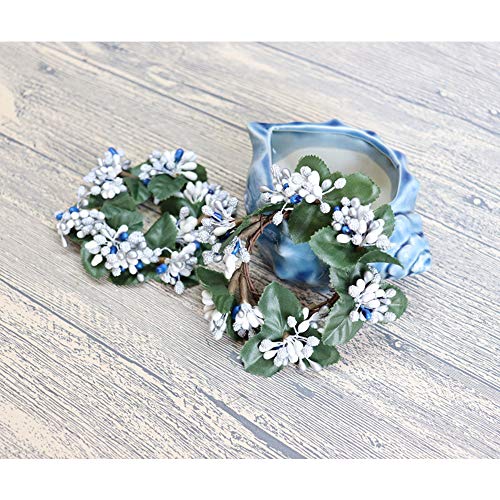 Qtkj Set Of 4 Mini Easter Wreath Decorative Taper Candle Rings With White Berries Candle Holder Stand For Dinner Wedding Centerpiece, Parties, Home And Christmas Table Decor (White) #TOP5