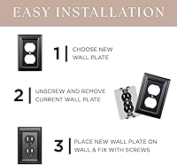 Vista 5 de Monarch Abode Placa de Pared de Palanca de 1-Gang, Placa de Pared de Interruptor Individual de Metal Arquitectónico, Placa de Cubierta Decorativa