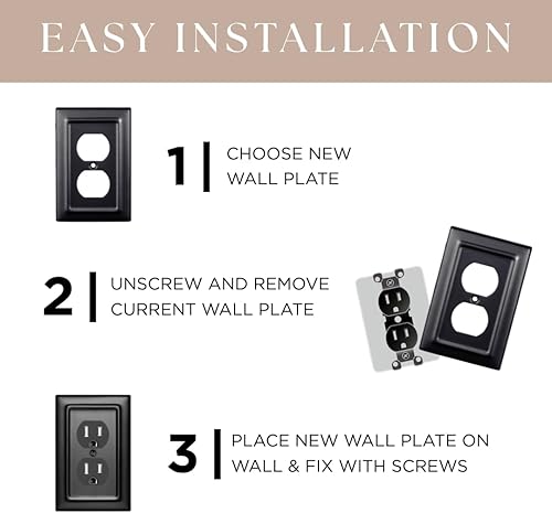 Miniatura 5 de Monarch Abode Placa de pared de palanca de 1 banda, placa de pared de interruptor único de metal arquitectónico, placa decorativa para interruptor