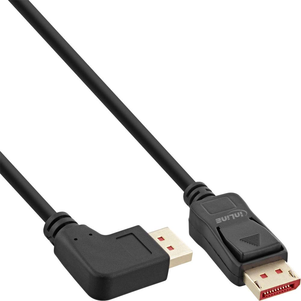 InLine® Kabel DisplayPort 1.4, 8K4K, lewy kątowy, czarny/złoty, 2 m