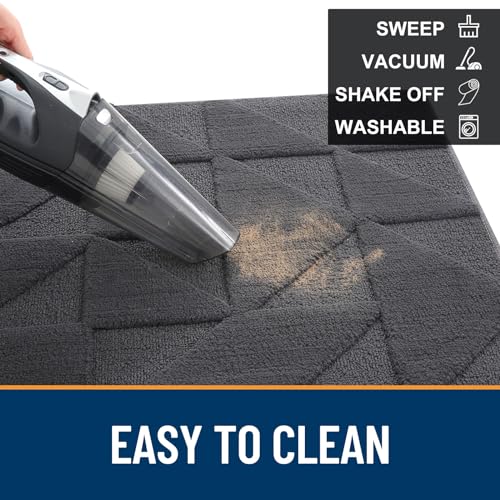 Image of OLANLY Door Mats Indoor, Non-Slip, Absorbent, Dirt Resist, Entrance Washable Mat, Low-Profile Inside Entry Doormat for Entryway (36x24 inches, Dark Grey)