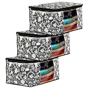 Kuber Industries Non Woven Saree Covers With Zip|Saree Covers For Storage|Saree Packing Covers For Wedding|Pack of 3…