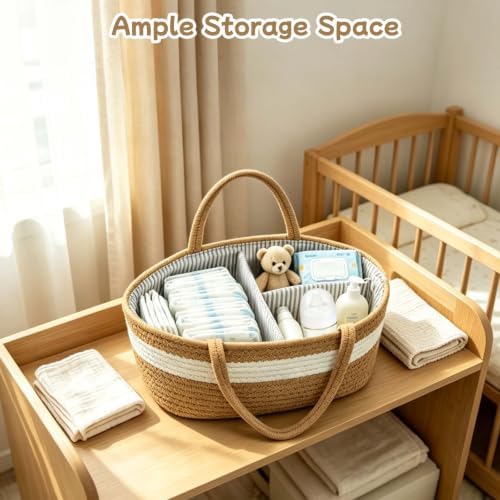 Baby Diaper Caddy Organizer with Handle for Wipes and Essentials — 사진 3
