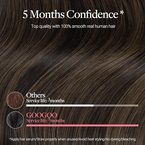 Image of GOO GOO Clip in Hair Extensions Real Human Hair Brown Remy Extensions