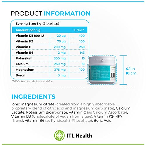 Mag365 Itl Health Bf Plus Calcium Zinc Magnesium Powder | Including D3, K2, C, B6, Boron, Zinc And Potassium | Formulated For Optimal Bone Health, And Immune Support | (210G) #TOP3