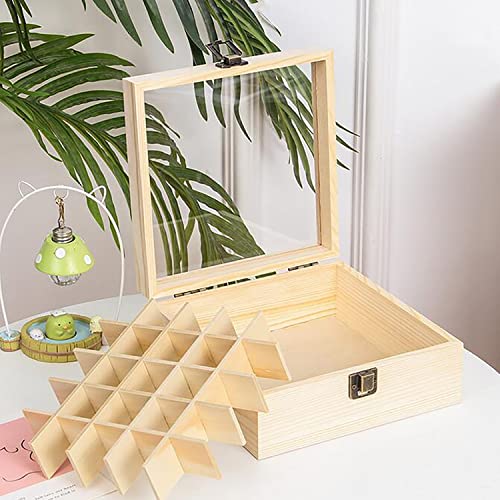 Essential Oil Storage Box High Capacity Glass Lid Wooden Essential Oils Display Organizer Stand Holder for 15 ml Bottles Nail Polish Collection - Image 2