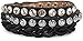 Produktbild styleBREAKER Lederarmband mit Strass, Kugelnieten und Flechtteil, Wickelarmband, Damen 05040015, Farbe:Antik-Schwarz/Nieten Silber