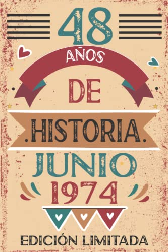 48 Años De Historia Junio 1974: 48 años. Libro de visitas, cuaderno, 110 páginas de felicitaciones, idea de regalo, regalo Para la esposa, novia, mujer, La madre