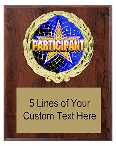 Express Medals 5x7 Cherry Color Participant Plaque with Engraved Plate