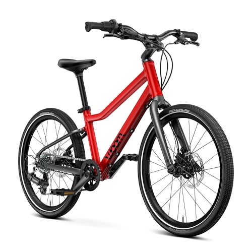 woom Explore 4 Kids’ Bicycle, 20-Inch, 7-Speed Twist Shifter for Advanced Riders, Road & Mountain Ready Bike with Powerful Disc Brakes for Boys & Girls - Red