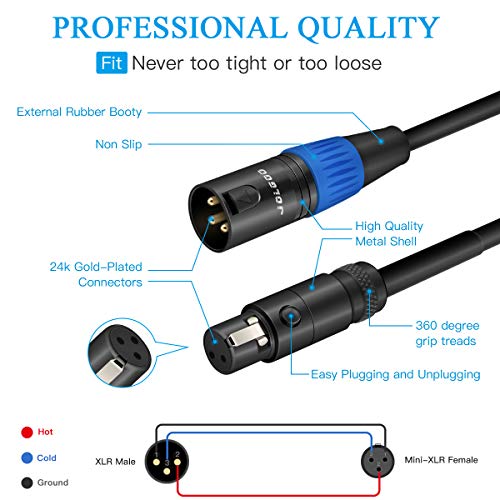 Xlr Male To Mini Xlr Female Adapter Cable, 3-Pin Xlr Male To 3-Pin Mini Xlr Female Adapter Cable, 1 Feet - Jolgoo #TOP4