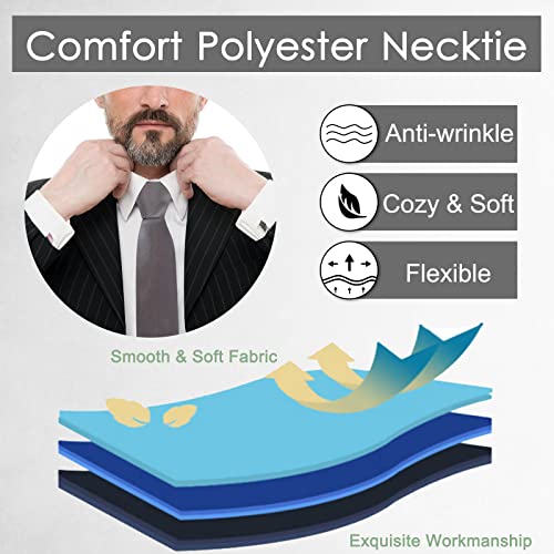 Image of Luckyvestir Mens Tie Solid Satin Neck Ties 3.15'' Formal Necktie for Wedding Business Christmas Father's Valentine's Day Gift