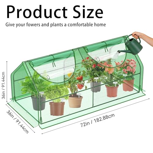 Image of 6x3x3Ft Portable Greenhouse for Outside, Small Green House with Mesh Vents