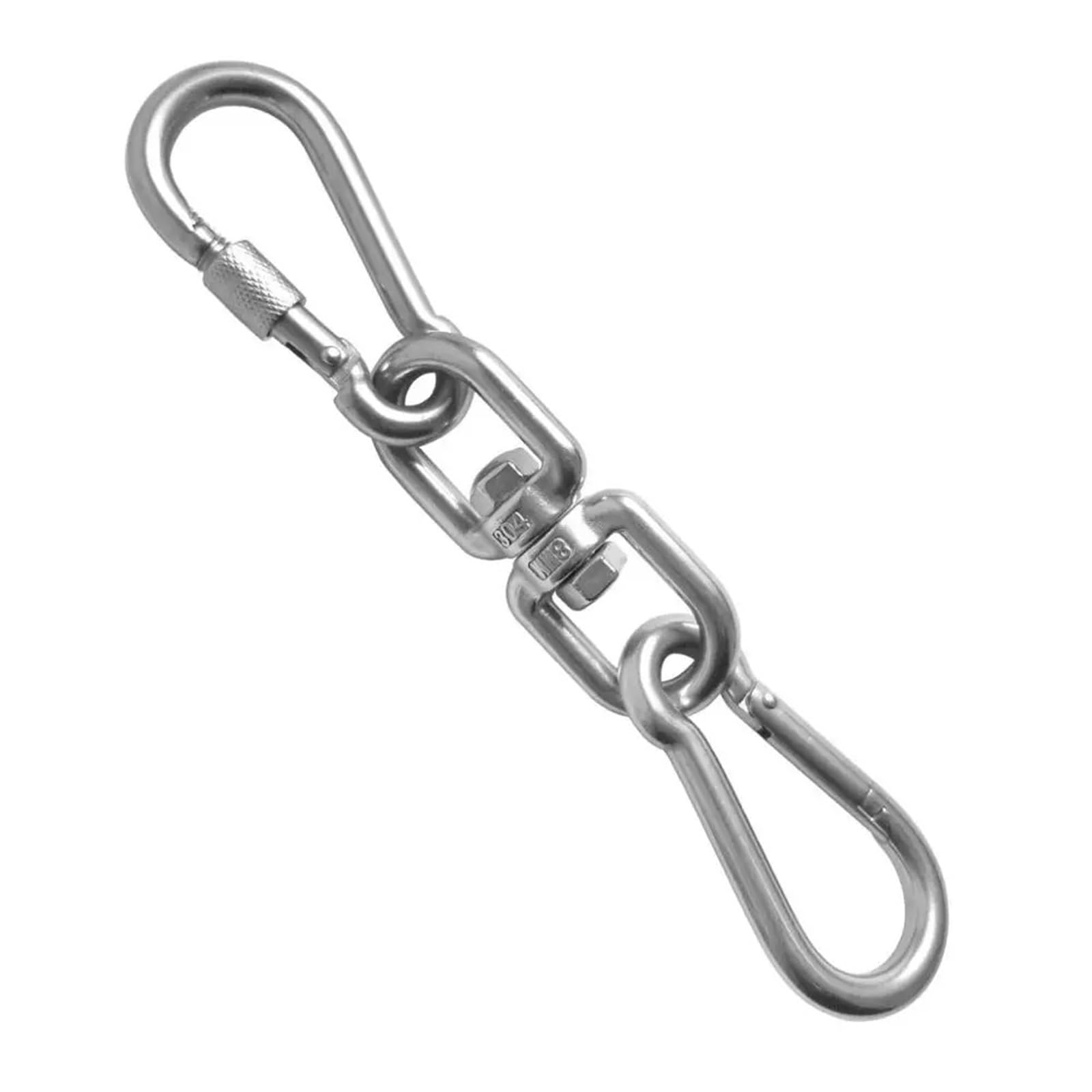 Lot de 3 mousquetons à œillet pivotants à Double extrémité en Acier Inoxydable M10 et Mousqueton de sécurité à Ressort
