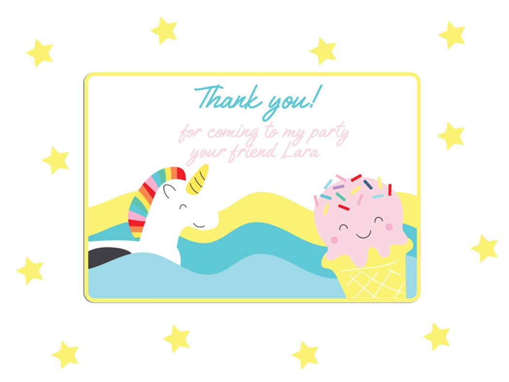 Personalized 24 Beach Party Thank You Labels |Decorate Party Favors with Beautiful Designed Labels of Your Kids’ Name