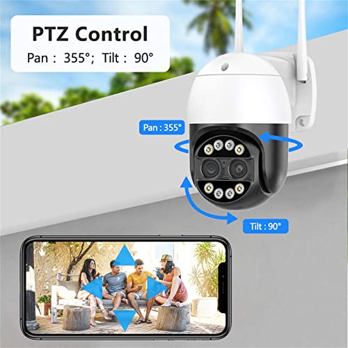 Telecamera di sicurezza per esterni con visione notturna a colori da 8 MP, risoluzione 4K, zoom 8x, visione PTZ a 360°, rilevamento del movimento, sirena e audio a 2 vie per una migliore sorveglianza