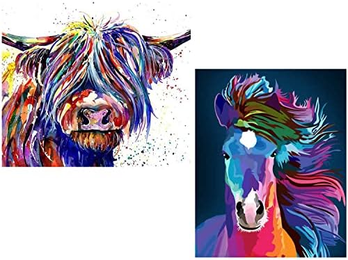 VEGCOO 2 Pack 5D Diamond Painting Kit, DIY Diamond Painting Full Kits Art Full Drill Set for Adults or Kids, Home Wall Decor Colorful Tree(35*35cm) and Dandelion(30*40cm)