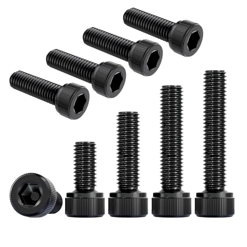 Qrity 10PCS M6x55mm Cylinder Screws with Hexagon Socket, Carbon Steel Fully Thread Fastener Screw