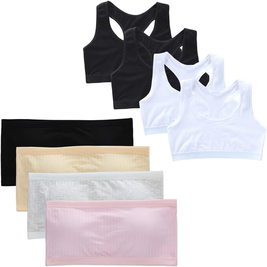 Lot De 4 Soutiens-gorge Sans Bretelles Pour Filles - Sans Armatures, Coton Doux, Extensible