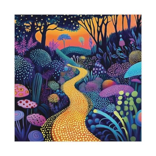 Impression sur toile champignon style japonais deco murale enfant 40x40