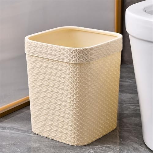Cubo de basura textura ratán blanco con boca superior abierta para interior 5