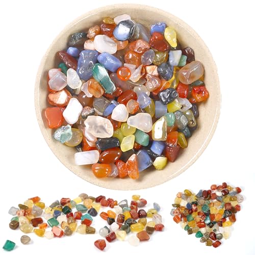 Colores Mezclados Piedra de Ágata de 500g, Piedras Preciosas de Ágata Natural 9mm-12mm, Mini Piedras Pulidas de Ágata, Utilizado para llenado de Jarrones, Decoración de Fondo en Macetas para Piscinas