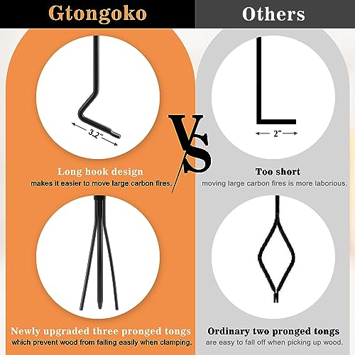 image for Gtongoko Premium 5 Pcs Wrought Iron Fireplace Tools Set for Outdoor/In