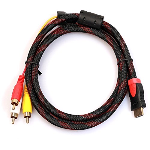 Alotm HDMI to RCA Cable, 5 Feet 1.5m HDMI Male to 3-RCA Male Connector Video Audio AV Component Adapter Extractor Jacks Cord for HDTV HDTV 1080P