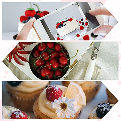 52 Pcs Artificial Fake Fruit, Includes Fake Strawberries Fake Blueberries Fake Raspberries Fake Cherries, Reusable Waterproof Plastic Cake Dessert Party Home Kitchen Decoration, Photography Props #TOP5