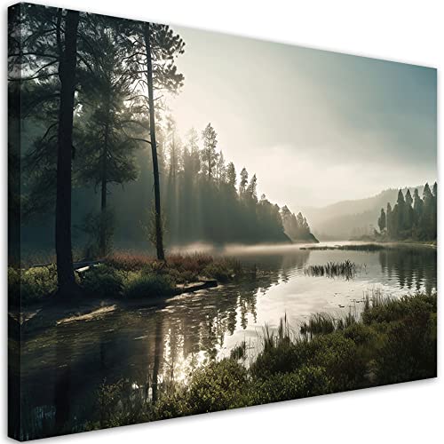 Tableaux déco mural paysage de nature gris pour grand salon
