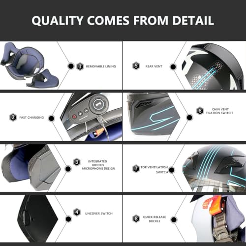 Casco abatible para moto con altavoces duales y protector solar 4
