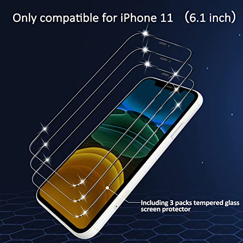 Ymhml [3 Pack Screen Protector For Iphone 11 6.1 Inch, [Military Grade Shatterproof] Bubble Free Scratch Resistant Hd Tempered Glass Film -Case Friendly #TOP5