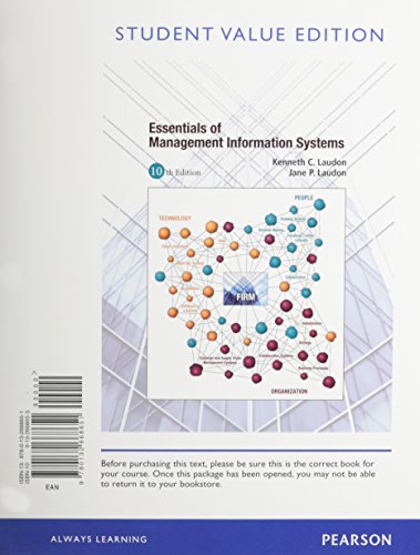Essentials of Management Information Systems: S... 0132668653 Book Cover