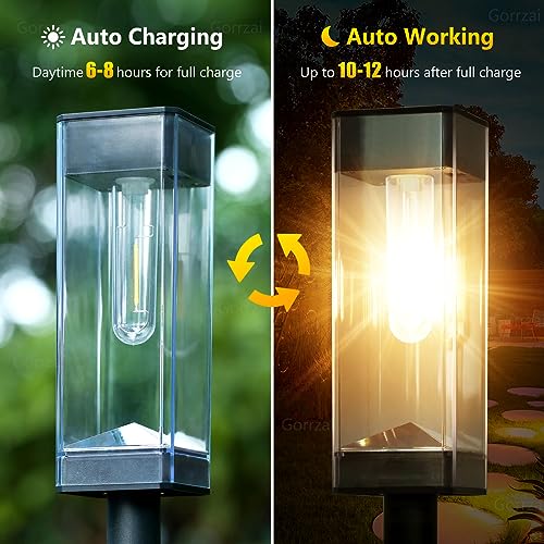 Image of Solar Pathway Lights Outdoor Waterproof Landscape Lighting 4 Pack