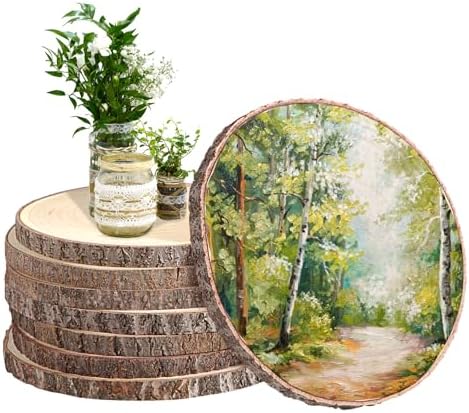 8Pcs 10-12 Inches Wood Slices Large Wood Rounds Centerpieces for Tables Rustic Round Wooden Discs