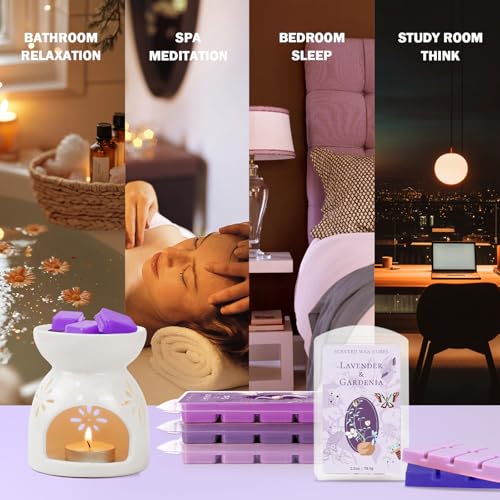 Image of SCENTORINI Wax Melts, Wax Cubes Strong Scent, Lavender Scented for Sleep | Natural Relax Soy Wax Melts for Warmer, 70g * 8-Pack, 2 * Lavender & Gardenia, Sage, Chamomile, Sandalwood