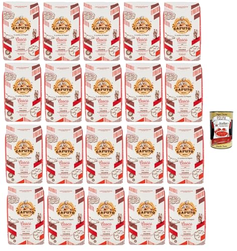 Caputo Cuoco, harina de trigo suave '00' Chef's Flour, harina de pizza con gluten elástico y resistente para masa considerable, 20 x 1 kg + Polpa italiana Gourmet 400 g