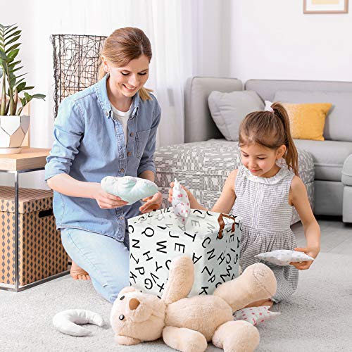 4 Pieces Square Alphabet Canvas Storage Bins Waterproof Toys Canvas Organizer 13 X 13 Inch Kids Laundry Box Foldable Cube Containers With Handles For Nursery Home Closet Bedroom Drawers #TOP4