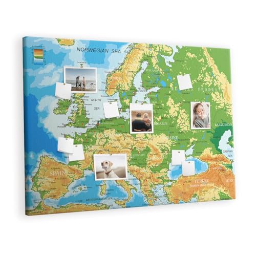 Planche liège horizontal 140x100 cm avec carte du monde métallique pour notes