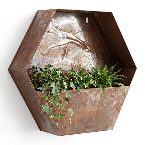 Topadorn Rustic Metal Hexagon Wall Planter