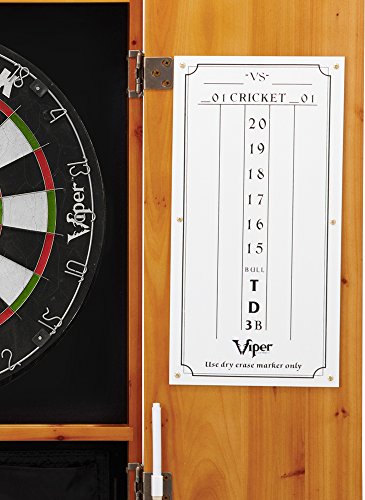 Viper Metropolitan Solid Wood Cabinet & Sisal/Bristle Dartboard Ready-to-Play Bundle: Premium Set (Razorback Dartboard and Darts), Oak Finish - Thumbnail 4